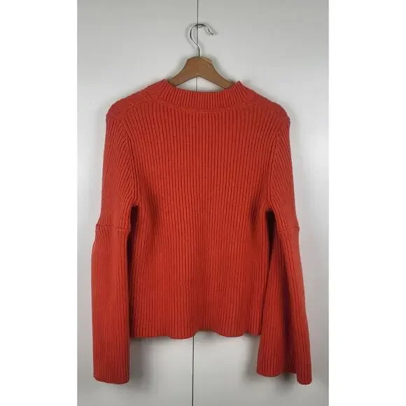 Boden Wool Alpaca Chunky Knit Bell Sleeve Pullover Mock Neck Leah Sweater | S - Picture 9 of 10
